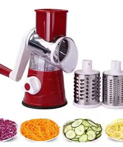 3 in 1 Rotary Cheese Grater Round Tumbling Box Shredder Drum Multifunctional Fruit & Vegetable Cutter with Handle