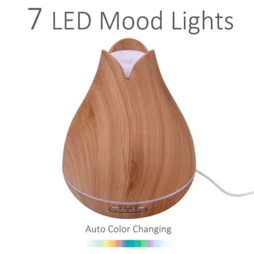 300Ml Electric Oil Led Ultrasonic Wood Grain Vintage Wooden Humidifier Aroma Diffuser - Image 2