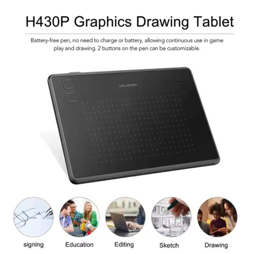 Huion H430P Compact Graphic Drawing Tablet with Stylus & USB Signature Pad - Image 3